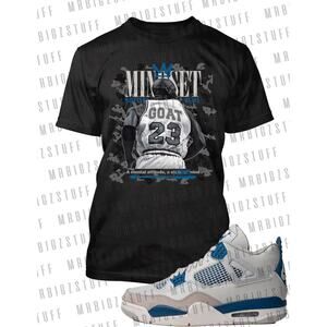 Mindset Goat Graphic Pro Club Shaka Tee Shirt to Match J4 Military Blue Sneaker